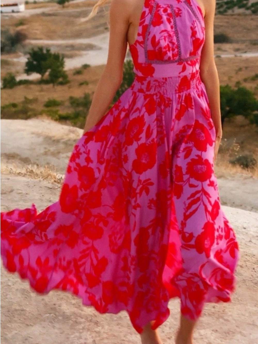 Abel the Label Anthropologie Charlotte Halter Maxi Dress Size Medium
